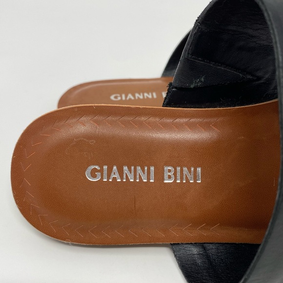 GIANNI BINI Women's Thong Black Leather Flat Sandals FAIRISS 6M - Picture 11 of 13